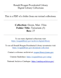 Collection: Green, Max: Files Folder Title: Terrorism (5) Box: 27