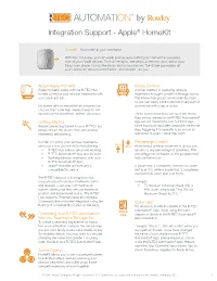 Integration Support - Apple® Homekit