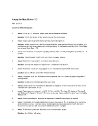Notes for Mac Driver 3.2