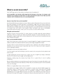 What Is Acute Bronchitis?