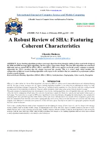 A Robust Review of SHA: Featuring Coherent Characteristics