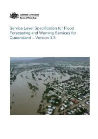 Service Level Specification for Flood Forecasting and Warning Services for Queensland – Version 3.3