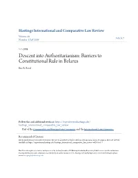Barriers to Constitutional Rule in Belarus Eric R