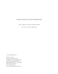 Chapter 10: Sexuality in the Context of Relationships Emily A. Impett, Amy