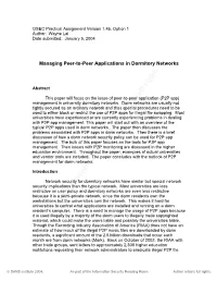 Network Security Policy for Dormitory Networks