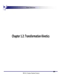 Chapter 1.2: Transformation Kinetics