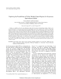 Exploring the Possibilities of Utility Models Patent Regime for Grassroots Innovations in India