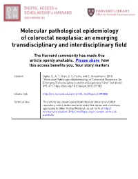 Molecular Pathological Epidemiology of Colorectal Neoplasia: an Emerging Transdisciplinary and Interdisciplinary Field