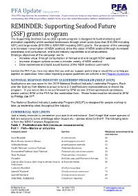 REMINDER: Supporting Seafood Future (SSF) Grants Program