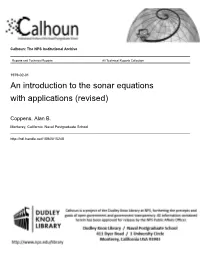 An Introduction to the Sonar Equations with Applications (Revised)