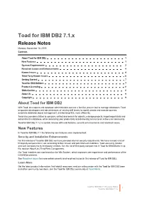 Toad for IBM DB2 Release Notes