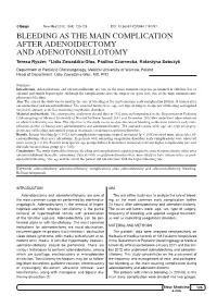 Bleeding As the Main Complication After Adenoidectomy And