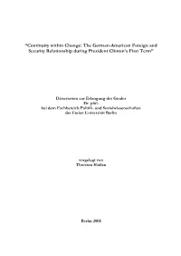 Continuity Within Change: the German-American Foreign and Security Relationship During President Clinton’S First Term”