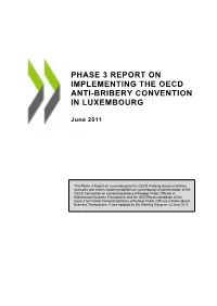 Phase 3 Report on Implementing the Oecd Anti-Bribery Convention in Luxembourg