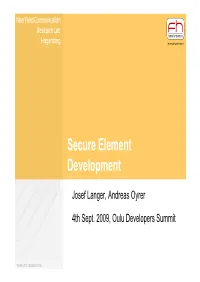 Secure Element Development