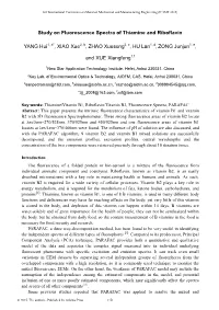 Study on Fluorescence Spectra of Thiamine and Riboflavin YANG