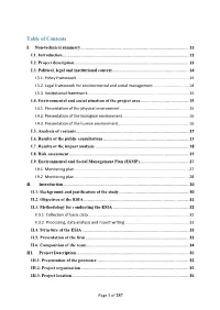 Table of Contents I