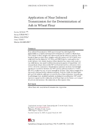 Application of Near Infrared Transmission for the Determination of Ash in Wheat Flour