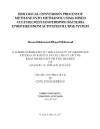 Biological Conversion Process of Methane Into Methanol Using Mixed Culture Methanotrophic Bacteria Enriched from Activated Sludge System