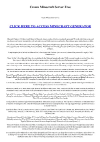 Create Minecraft Server Free