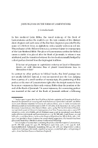 John Pecham on the Form of Lamentations