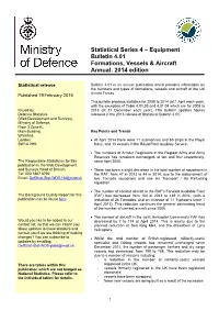 MOD Formations, Vessels and Aircraft Report: 2014