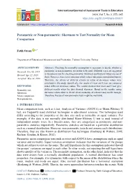 Skewness to Test Normality for Mean Comparison