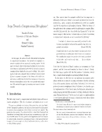 Steps Toward a Computational Metaphysics∗ Ideal for the Exposition of Philosophical Theories