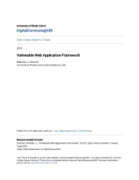Vulnerable Web Application Framework