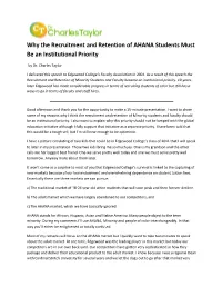 Why the Recruitment and Retention of AHANA Students Must Be an Institutional Priority