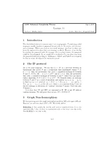 Lecture 14 1 Introduction 2 the IP Protocol 3 Graph Non-Isomorphism