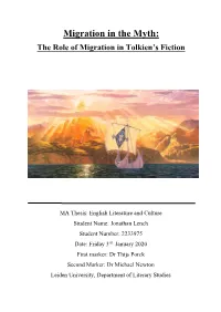 Migration in the Myth: the Role of Migration in Tolkien’S Fiction