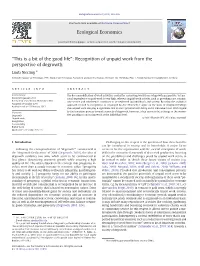 Recognition of Unpaid Work from the Perspective of Degrowth