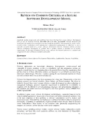 Review on Common Criteria As a Secure Software Development Model
