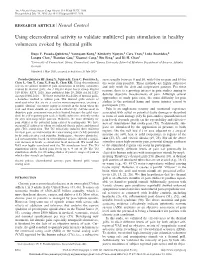 Using Electrodermal Activity to Validate Multilevel Pain Stimulation in Healthy Volunteers Evoked by Thermal Grills