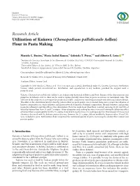 Utilization of Kañawa (Chenopodium Pallidicaule Aellen) Flour in Pasta Making