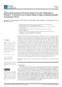 Association Between Previous Statin Use and Alzheimer's Disease