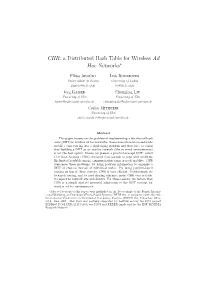 CHR: a Distributed Hash Table for Wireless Ad Hoc Networks