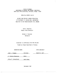 DOGAMI Open-File Report O-81-09, Seismic and Volcanic Hazard