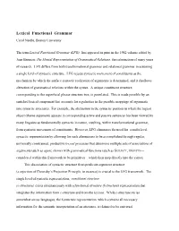 Lexical Functional Grammar Carol Neidle, Boston University