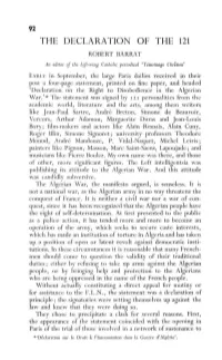 The Declaration of the 121 Robert Barrat