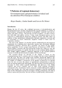 7 Patterns of Regional Democracy Government Forms and Performance in Federal and Decentralized West European Countries