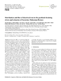 Distribution and Flux of Dissolved Iron in the Peatland-Draining Rivers And