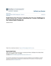 Evaluating Due Process Challenges to the Federal Death Penalty Act