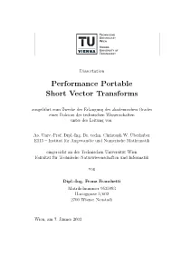 Performance Portable Short Vector Transforms
