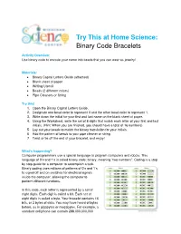 Try This at Home Science: Binary Code Bracelets