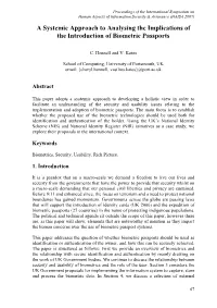 A Systemic Approach to Analysing the Implications of the Introduction of Biometric Passports