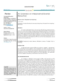 An Overview on Interproximal Enamel Reduction