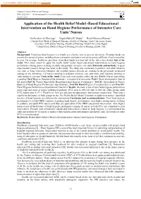 Application of the Health Belief Model -Based Educational Intervention on Hand Hygiene Performance of Intensive Care Units' Nurses