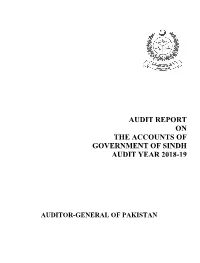 Audit Report on the Accounts of Government of Sindh Audit Year 2018-19